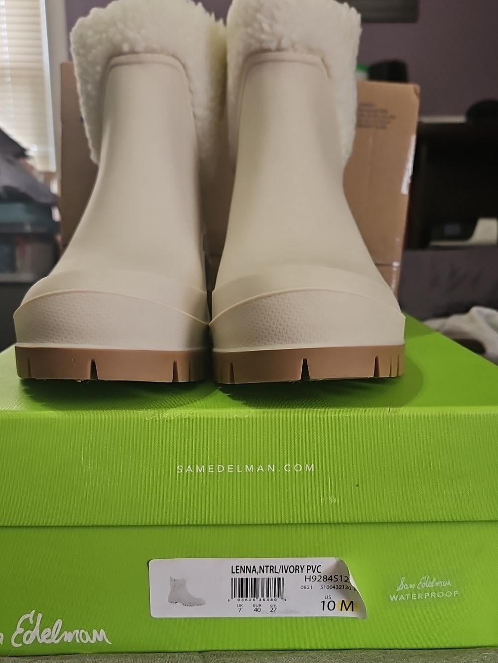 Sam Edelman Ivory Shearling-Lined Waterproof Ankle Boots